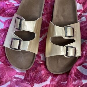 NWOT Gold Adjustable Buckle Sandals Various Sizes